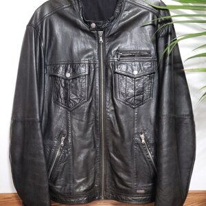Genuine Leather MEN Biker Jacket Sheepskin
